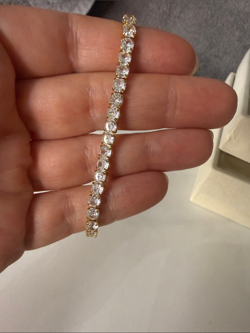 18k Gold Filled Clear Crystal Adjustable Bracelet